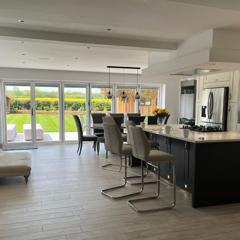 Photo shows interior design of a detached home kitchen in Culcheth, Cheshire