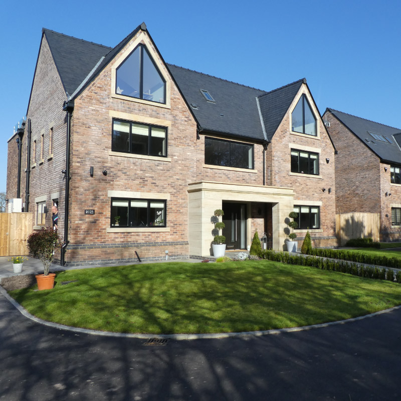 PAB Architects in Leigh, Greater Manchester and our client’s team has established a preferred aesthetic, including stone facings and render, with continually refreshed, modern styles for kitchens, bathrooms, fixtures and fittings. With this preferred aesthetic in mind, PAB delivered architect services for new build homes.